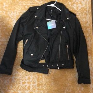 Faux leather biker jacket